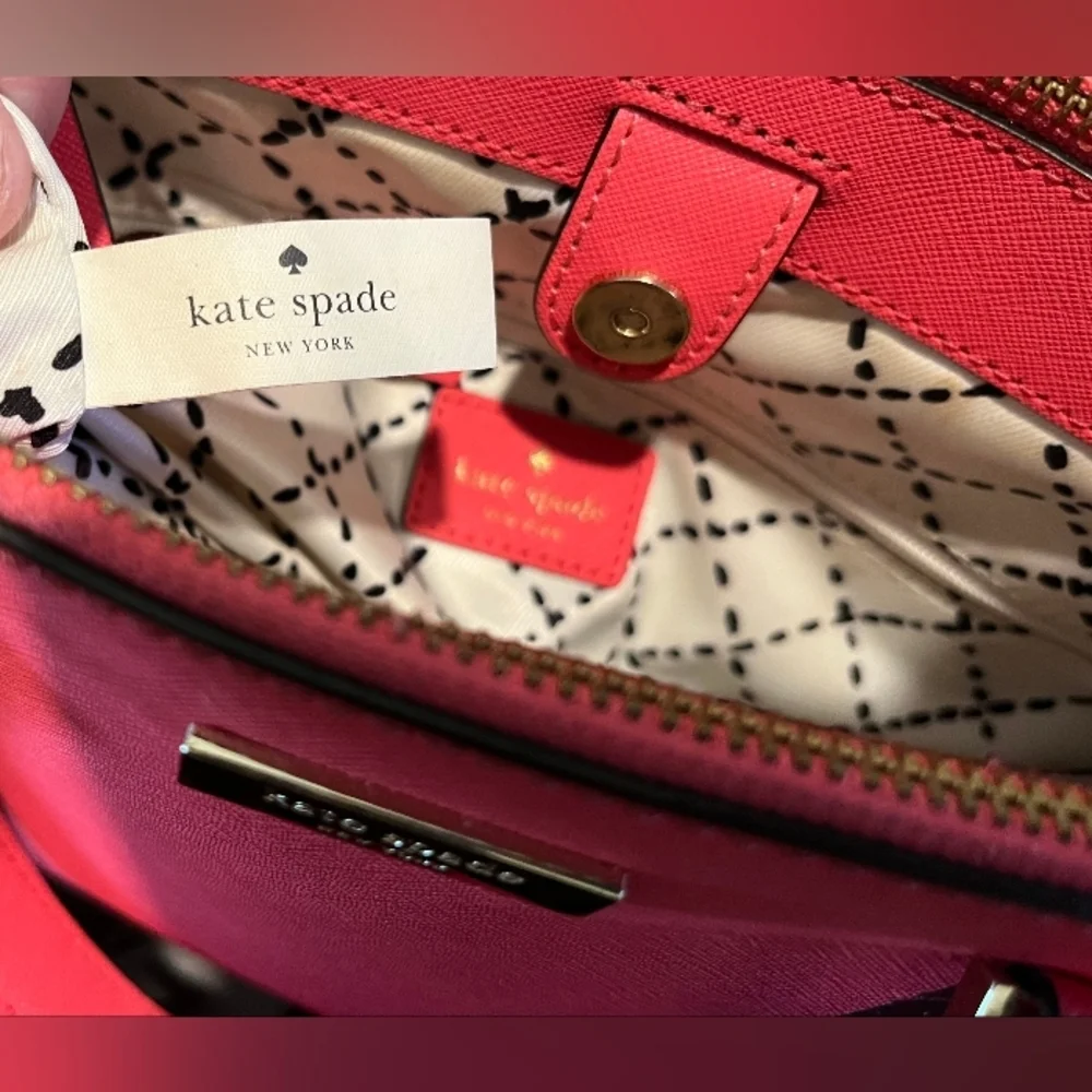 Kate Spade London Newburg Lane Coral Saffiano Leather Satchel/Crossbody L…